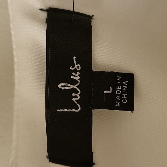 Lulu's Radiant Desires White Embroidered Sequin Mini Skater Dress. Size L - Picture 3 of 10